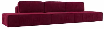 Прямой диван Прага лофт лонг, микровельвет, бордовый фото