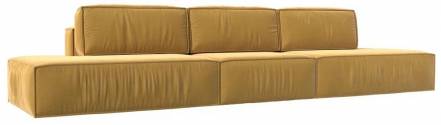 Прямой диван Прага лофт лонг, микровельвет, желтый фото