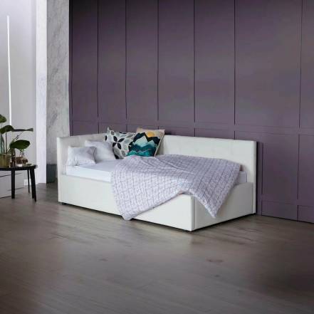 Кровать Colibri экокожа белый с подъемным механизмом 800x1600, ортопедическое основание, изголовье мягкое фото