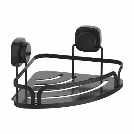 Полка настенная Zalger угловая на вакуумных присосках чёрная фото