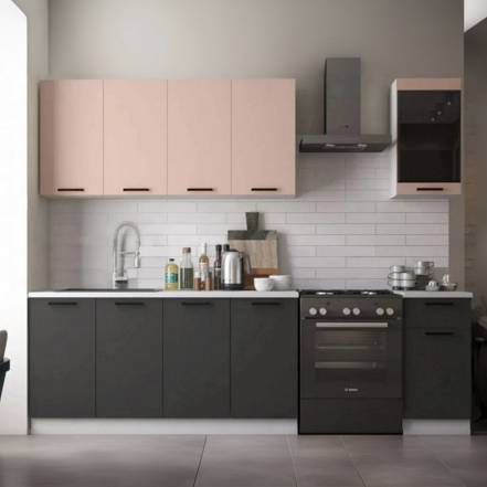 Кухня Техно 2 0 Компоновка 3 Пудра Графит New Антарес фото