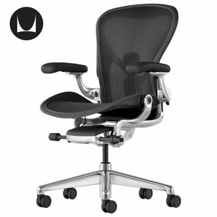 Кресло Herman Miller Aeron Graphite Polished Aluminum C фото