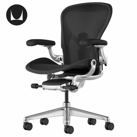 Кресло Herman Miller Aeron Black Onyx Gaming Polished Aluminum C фото