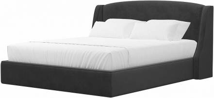 Кровать Лотос велюр серый с подъемным механизмом 1600x2000, ортопедическое основание, изголовье мягкое photo Кровать Лотос велюр серый с подъемным механизмом 1600x2000, ортопедическое основание, изголовье мягкое фото