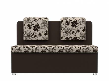 Диван кухонный прямой Маккон 2-х местный Рогожка Цветы Микровельвет Фиолетовый фото