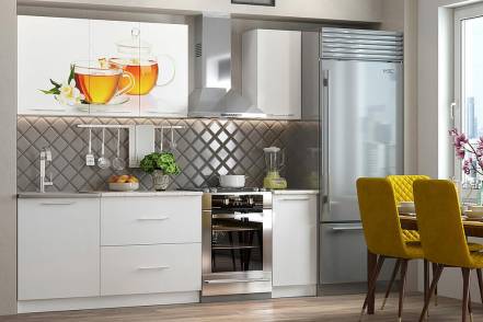 Кухня фотопечать Липовый чай 2,0м (Белый глянец, Белый (Антарес)) фото