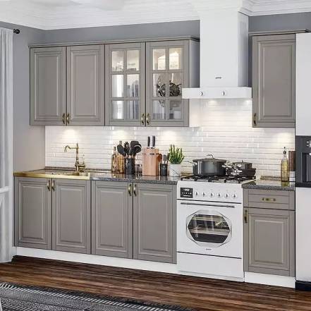 Кухня Престиж 2 0 900 490 Компоновка 3 Браш Текстура Грей Кастилло фото