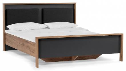 Кровать Тхан дуб крафт золотой/антрацит 1800x2000, изголовье мягкое фото