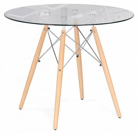 Стол стеклянный PT-151 80х80х76 clear glass / wood photo Стол стеклянный PT-151 80х80х76 clear glass / wood фото