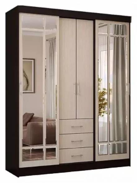 Шкаф-купе 1700x574x2200 Маэстро Дуб беленый зеркало, ЛДСП фото