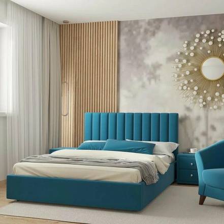 Кровать Olivia велюр синий с подъемным механизмом 1600x2000, ортопедическое основание, изголовье мягкое photo Кровать Olivia велюр синий с подъемным механизмом 1600x2000, ортопедическое основание, изголовье мягкое фото