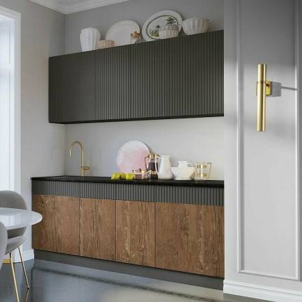 Кухня Оливия NEW 2,0м (490) (Экзотическое дерево Амазония/Графит софт NEW, Белый (Кастилло темный)) фото