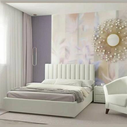 Кровать Olivia велюр бежевый с подъемным механизмом 1600x2000, ортопедическое основание, изголовье мягкое фото