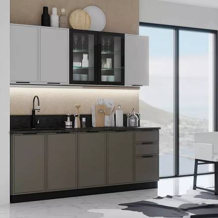 Кухня Николь 2 0 490 Компановка 1 Графит Кастилло photo Кухня Николь 2 0 490 Компановка 1 Графит Кастилло фото