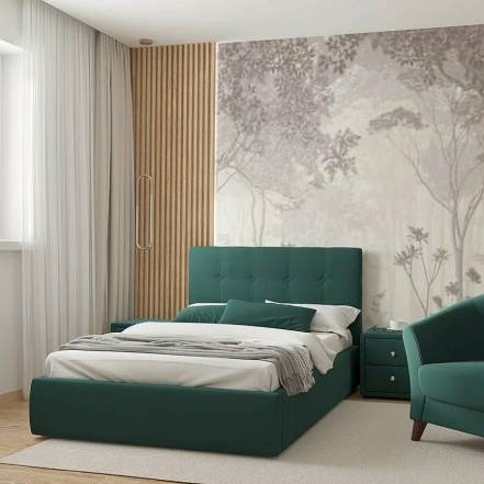 Кровать Селеста велюр изумруд с подъемным механизмом 1200x2000, ортопедическое основание, изголовье мягкое photo Кровать Селеста велюр изумруд с подъемным механизмом 1200x2000, ортопедическое основание, изголовье мягкое фото