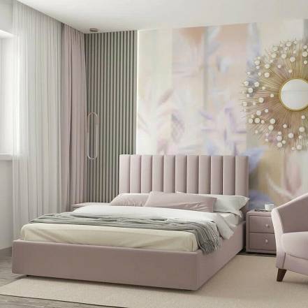 Кровать Olivia велюр лиловый с подъемным механизмом 1600x2000, ортопедическое основание, изголовье мягкое фото