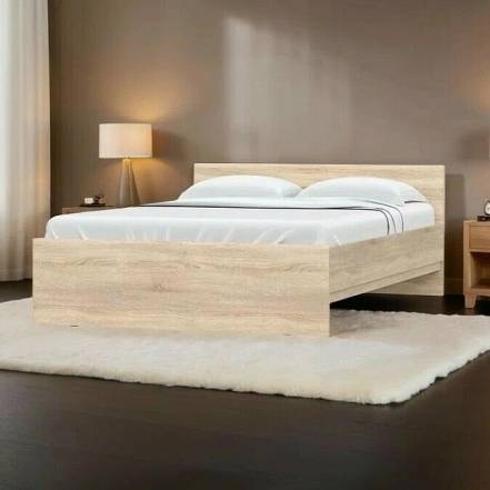 Кровать STERN без обивки дуб сонома без подъёмного механизма 1600x2000, без ортопедического основания, изголовье жесткое фото