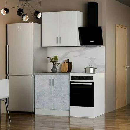 Кухонный гарнитур Уют 80 Белый/Бетон/Белый photo Кухонный гарнитур Уют 80 Белый/Бетон/Белый фото