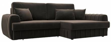 Диван угловой Лига-057 НПБ угол правый Велюр SEVEN 727 коричневый фото