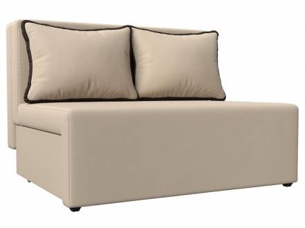 Диван прямой Лагуна Экокожа Бежевый/Коричневый фото