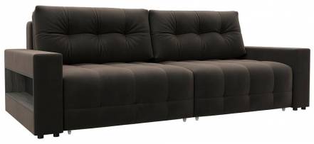 Диван прямой с полками Лига-053 НПБ Велюр SEVEN 727 коричневый фото