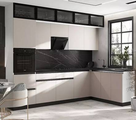 Кухня Техно-6 3,0х1,8м (Кашемир, Белый (Кастилло темный)) фото