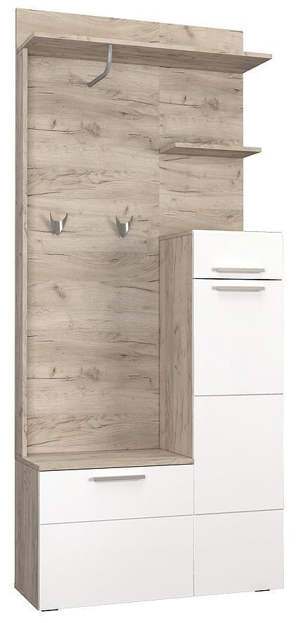 Шкаф многоцелевого назначения 10.16 Лайн Дуб Крафт серый/Белый глянец фото