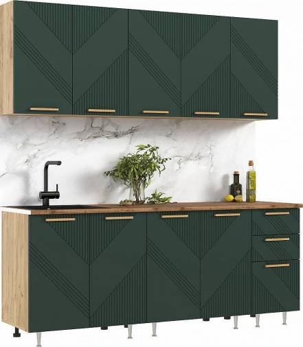 Кухня Ирис 2,0м (490) (Браш Мени Грин, Дуб Крафт (Дуб вотан)) фото