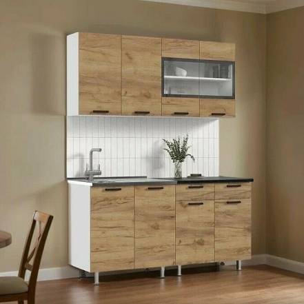 ЛДСП Кухня Рио NEW 1,6м (490) (Дуб Крафт, Белый (Кастилло темный)) фото