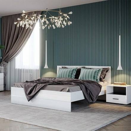 Кровать Gloss без обивки белый 1600x2000, изголовье жесткое фото