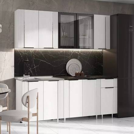 Кухня Виктория 2,0м (490) (Пластер Бьянко, Белый (Кастилло темный)) фото