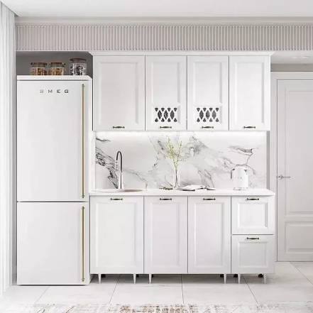 Кухня Милано 1,7м (490) (Белая текстурная, Белый (Антарес)) фото