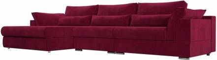 Угловой диван Пекин Long угол левый микровельвет бордовый фото