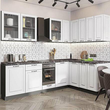 Кухня Ницца Royal 02 Blanco Graphite 2140 2550 1600 600 фото