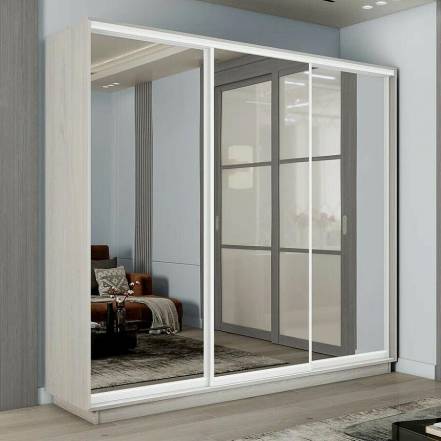 Шкаф-купе 1800x600x2400 Экспресс 2 Ясень Анкор светлый зеркало, ЛДСП фото