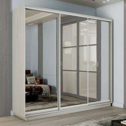 Шкаф-купе 1800x600x2400 Экспресс 2 Ясень Анкор светлый зеркало, ЛДСП фото