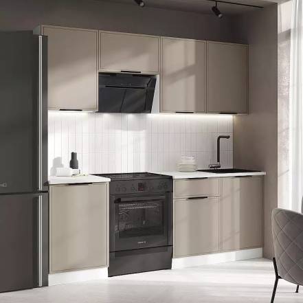 Кухня Николь 2,1м (490) (Холст латте, Белый (Антарес)) photo Кухня Николь 2,1м (490) (Холст латте, Белый (Антарес)) фото