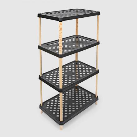 Этажерка для хранения Fixwood Fix-2001-4 чёрная 60х36х112 см фото