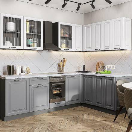 Кухня Ницца Royal 02 Blanco Magnum Graphite 2140 2550 1600 600 фото