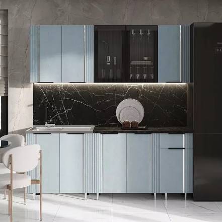 Кухня Виктория 2,0м (490) (Пластер Скай, Графит (Кастилло темный)) фото