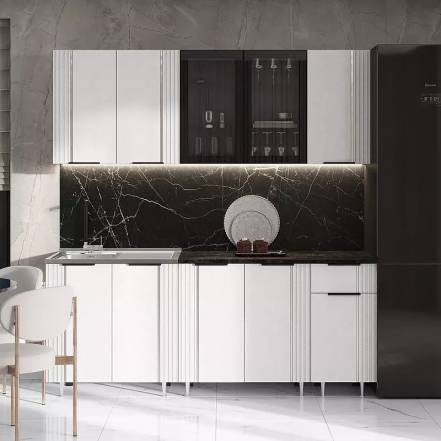 Кухня Виктория 2,0м (490) (Пластер Бьянко, Графит (Кастилло темный)) фото