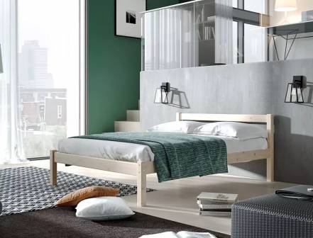 Кровать Рино без обивки бежевый без подъёмного механизма 1200x2000, изголовье жесткое фото