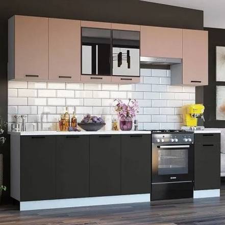 Кухня Техно 2 6 Компоновка 3 Пудра Графит New Антарес фото