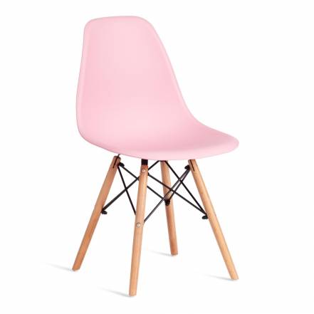 Стул ТС Cindy Chair пластиковый с ножками из бука светло-розовый 45х51х82 см фото