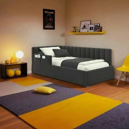 Кровать Milena велюр шоколад без подъёмного механизма 900x2000, ортопедическое основание, изголовье мягкое фото