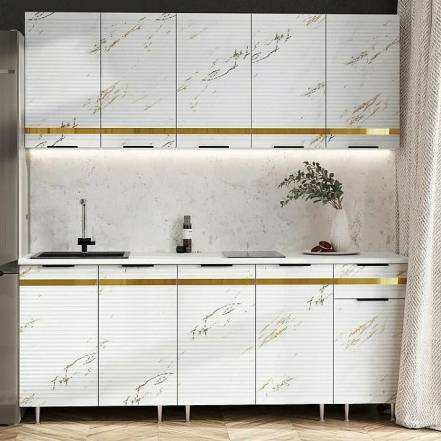 Кухня Милена 2,0м (490) (Мрамор золото, Белый (Антарес)) фото