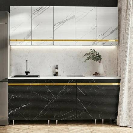 Кухня Милена 2,6м (490) (Мрамор Блэк софт, Белый (Антарес)) фото