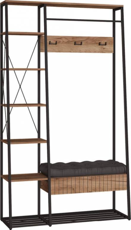 Прихожая 15 124 N Крафт Кожзам Holst Black фото