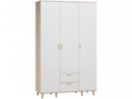 Распашной шкаф Пронто-3-130-210 Дуб Сонома / Белый фото