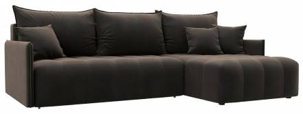 Диван угловой Лига-054 НПБ угол универсальный Велюр SEVEN 727 коричневый фото